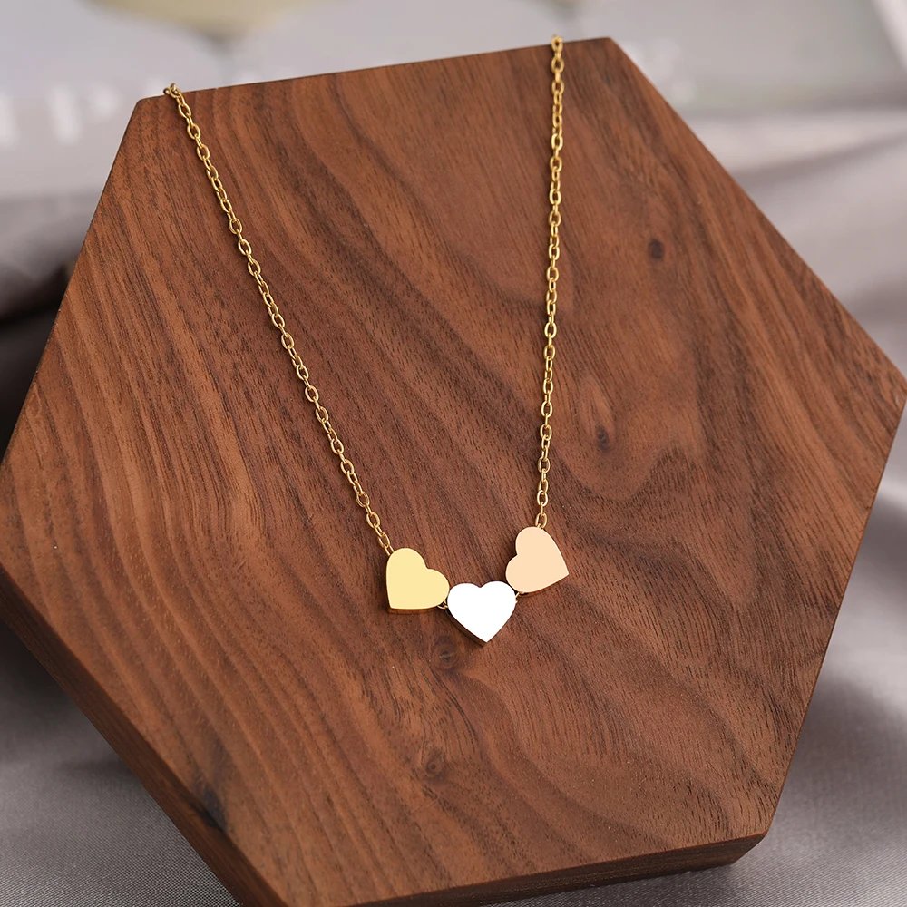Stainless Steel Necklaces New Trend Sweetheart Gold Color Silver Color Metal Charms Pendants Chains Fashion Necklace For Women Stainless Steel Necklaces New Trend Sweetheart Gold Color Silver Color Metal Charms Pendants Chains Fashion Necklace For Women
