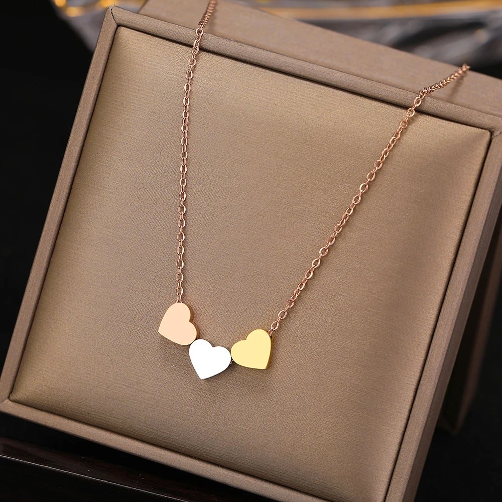 Stainless Steel Necklaces New Trend Sweetheart Gold Color Silver Color Metal Charms Pendants Chains Fashion Necklace For Women Stainless Steel Necklaces New Trend Sweetheart Gold Color Silver Color Metal Charms Pendants Chains Fashion Necklace For Women