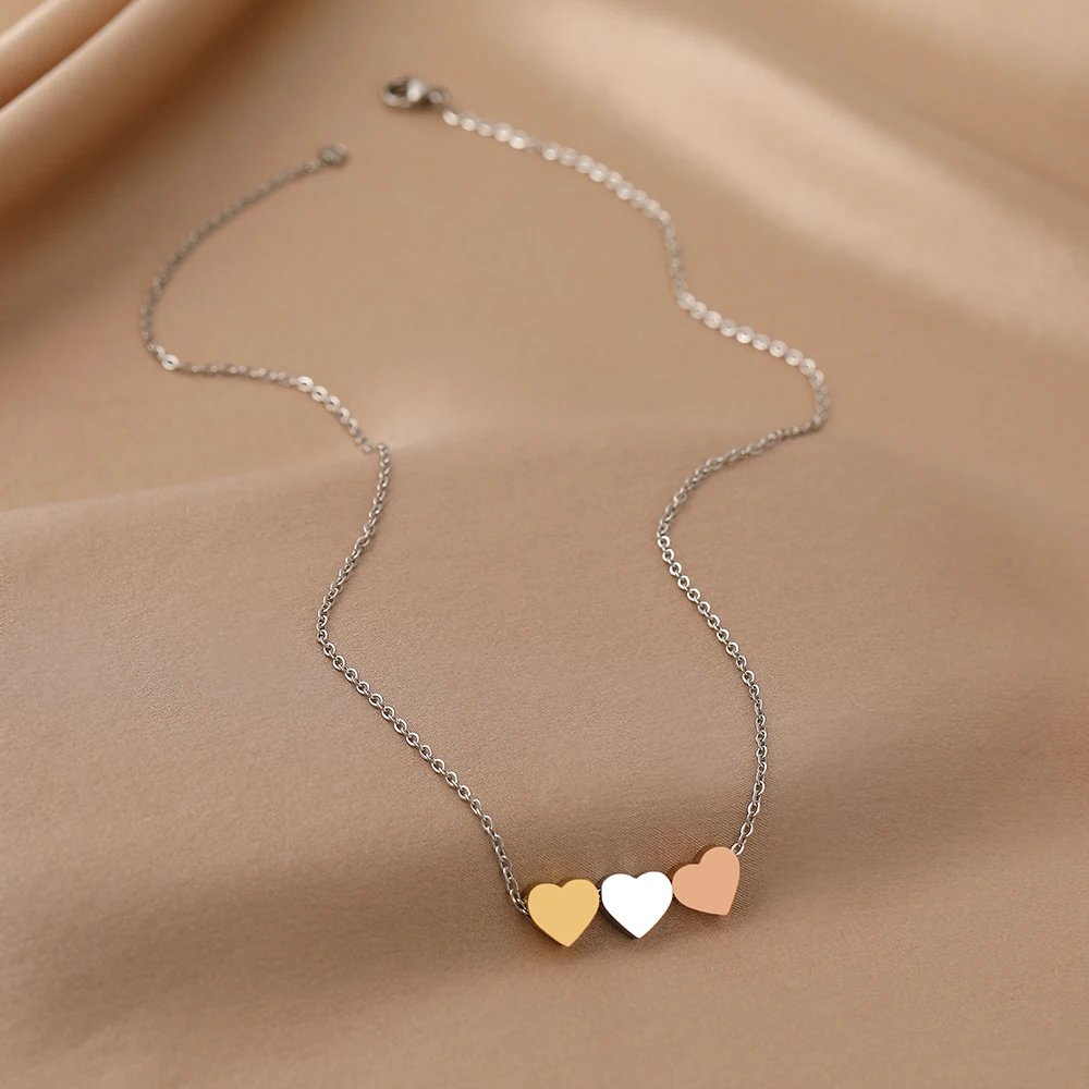 Stainless Steel Necklaces New Trend Sweetheart Gold Color Silver Color Metal Charms Pendants Chains Fashion Necklace For Women Stainless Steel Necklaces New Trend Sweetheart Gold Color Silver Color Metal Charms Pendants Chains Fashion Necklace For Women