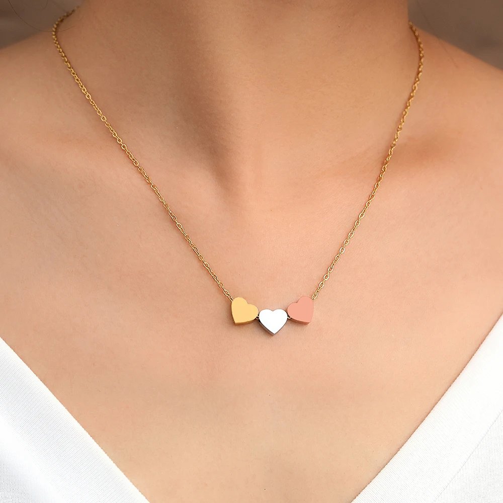 Stainless Steel Necklaces New Trend Sweetheart Gold Color Silver Color Metal Charms Pendants Chains Fashion Necklace For Women Stainless Steel Necklaces New Trend Sweetheart Gold Color Silver Color Metal Charms Pendants Chains Fashion Necklace For Women