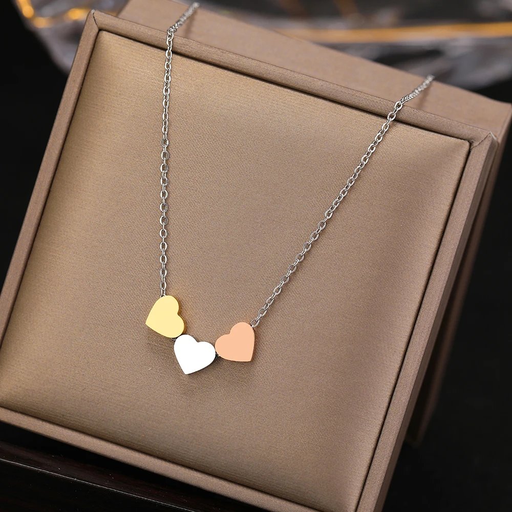 Stainless Steel Necklaces New Trend Sweetheart Gold Color Silver Color Metal Charms Pendants Chains Fashion Necklace For Women Stainless Steel Necklaces New Trend Sweetheart Gold Color Silver Color Metal Charms Pendants Chains Fashion Necklace For Women