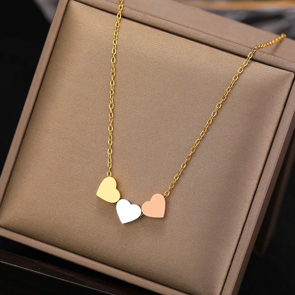 Stainless Steel Necklaces New Trend Sweetheart Gold Color Silver Color Metal Charms Pendants Chains Fashion Necklace For Women Stainless Steel Necklaces New Trend Sweetheart Gold Color Silver Color Metal Charms Pendants Chains Fashion Necklace For Women