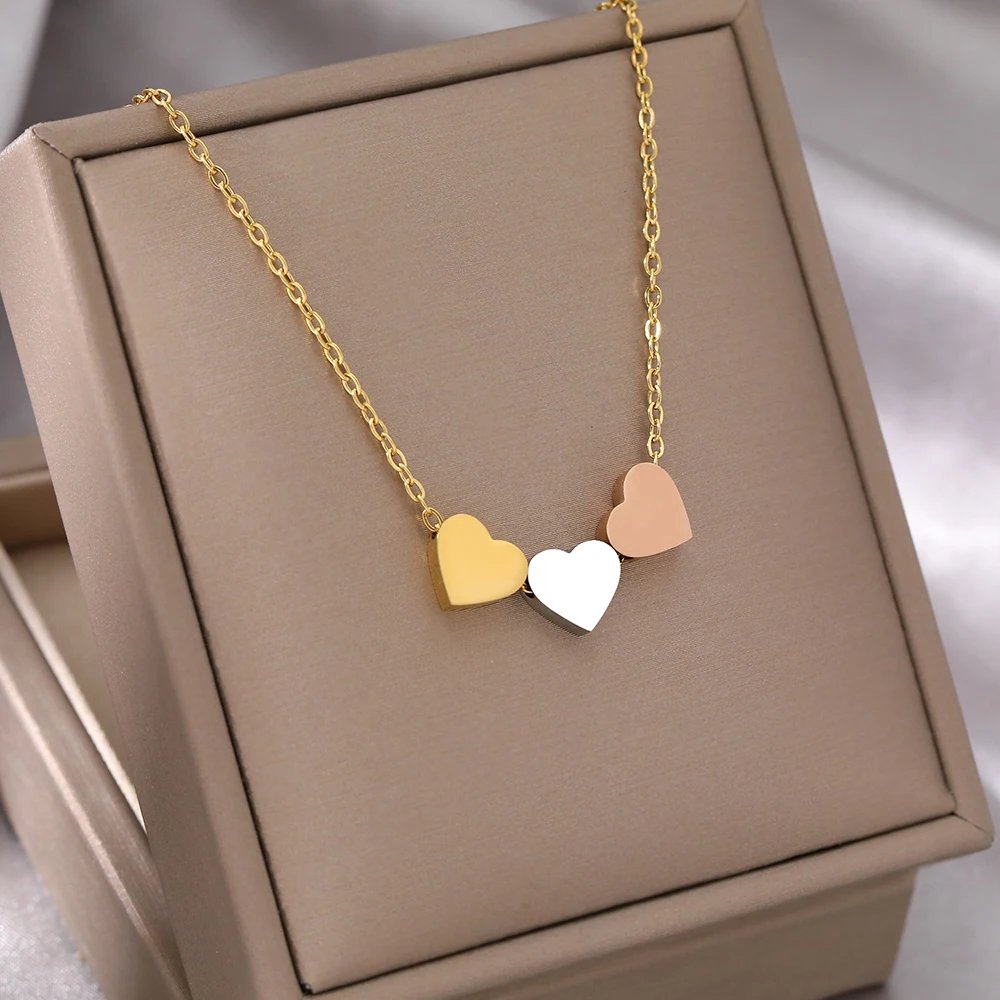Stainless Steel Necklaces New Trend Sweetheart Gold Color Silver Color Metal Charms Pendants Chains Fashion Necklace For Women Stainless Steel Necklaces New Trend Sweetheart Gold Color Silver Color Metal Charms Pendants Chains Fashion Necklace For Women