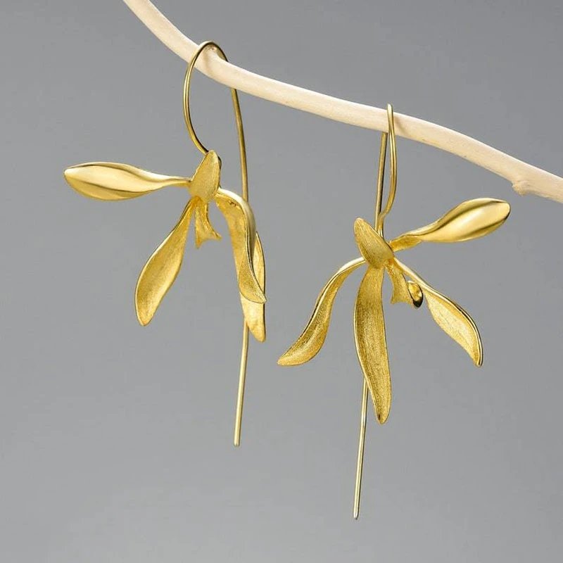 Exquisite Blooming Flower Hook Earrings Simple Accessories Gold Silver Color Plant Drop Dangle Earrings
