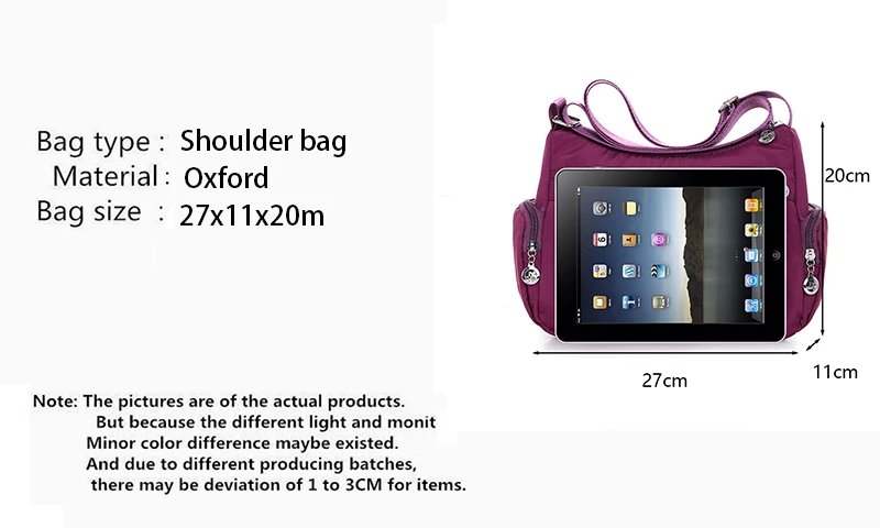 Oxford Waterproof Shoulder Bag Women Casual Crossbody Bag Multifunction Shopping Handbag Large Capacity Messenger Bag