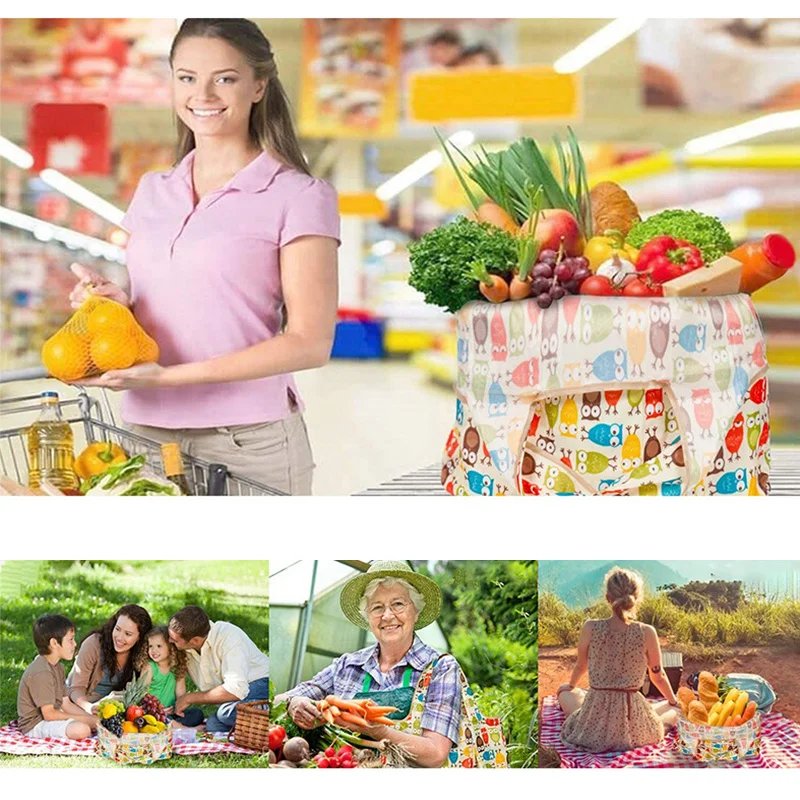 Versatile Folding Shopping Bag, Large Capacity Travel Tote Bag, Fashion Reusable Grocery Bag