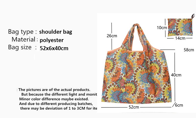 Versatile Folding Shopping Bag, Large Capacity Travel Tote Bag, Fashion Reusable Grocery Bag