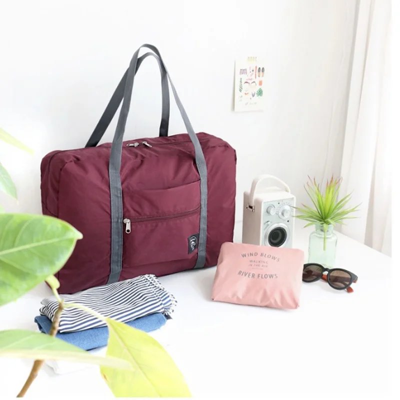 Travel Bags Women's Stock Bags New Nylon Foldable Portable Handbags WaterProof Luggage Storage Bags Tote Organizer for Clothing