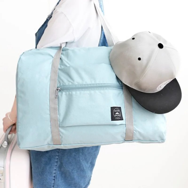 Travel Bags Women's Stock Bags New Nylon Foldable Portable Handbags WaterProof Luggage Storage Bags Tote Organizer for Clothing