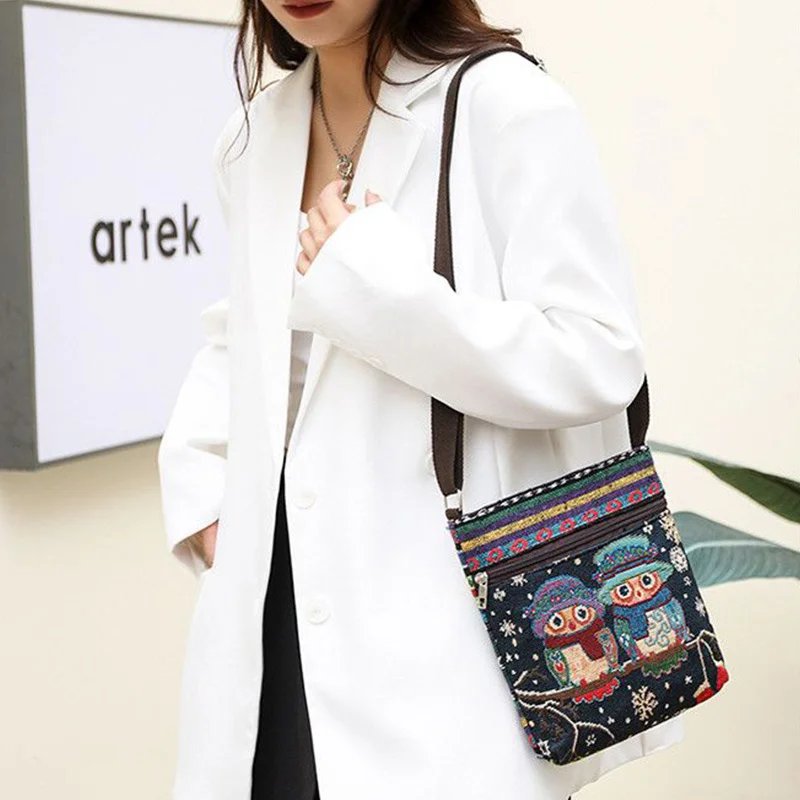 Women's Canvas Handbags Hot Sale Casual Shoulder Bag Owl Embroidered Ethnic Bag Vintage Messenger Bag Ladies Shoulder Bag Women's Canvas Handbags Hot Sale Casual Shoulder Bag Owl Embroidered Ethnic Bag Vintage Messenger Bag Ladies Shoulder Bag
