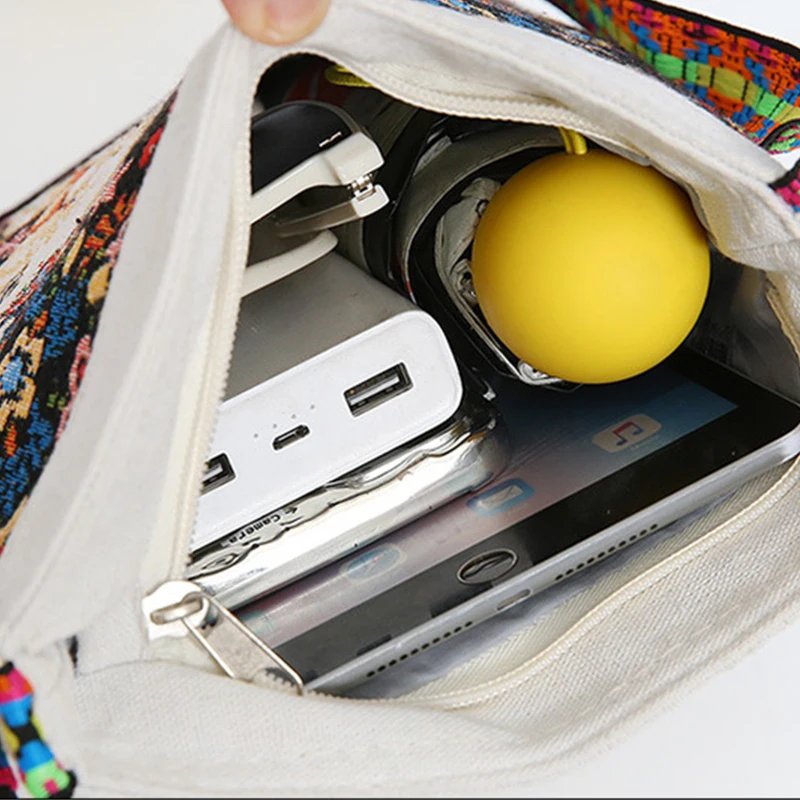 Embroidered Elephant Handheld Bag Women New Retro Large Capacity Crossbody Bag Nylon Knitted Casual Portable Handbag Embroidered Elephant Handheld Bag Women New Retro Large Capacity Crossbody Bag Nylon Knitted Casual Portable Handbag
