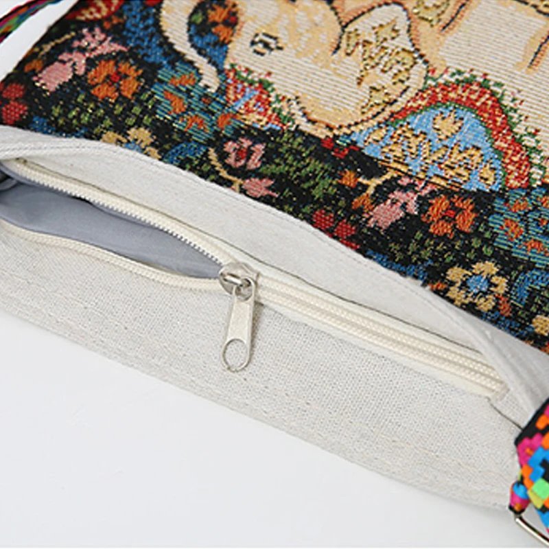 Embroidered Elephant Handheld Bag Women New Retro Large Capacity Crossbody Bag Nylon Knitted Casual Portable Handbag Embroidered Elephant Handheld Bag Women New Retro Large Capacity Crossbody Bag Nylon Knitted Casual Portable Handbag