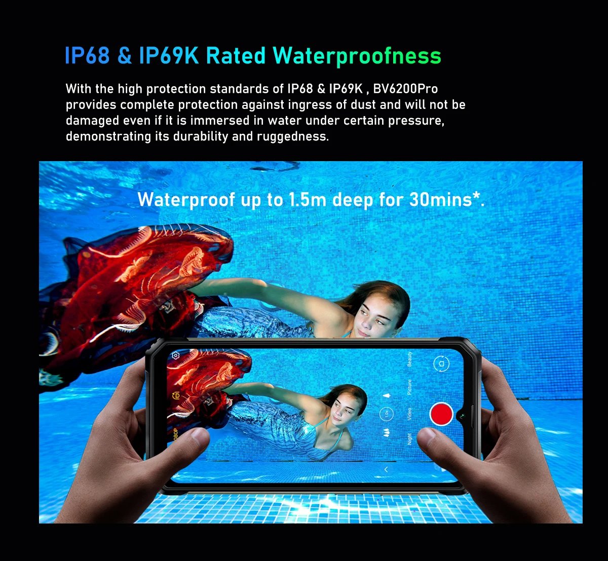 Blackview BV6200 Pro Rugged Phone Android 13 6.56'' Helio P35, 4GB+128GB Smartphone 13000mAh With 18W Fast Charge NFC Cell Phone