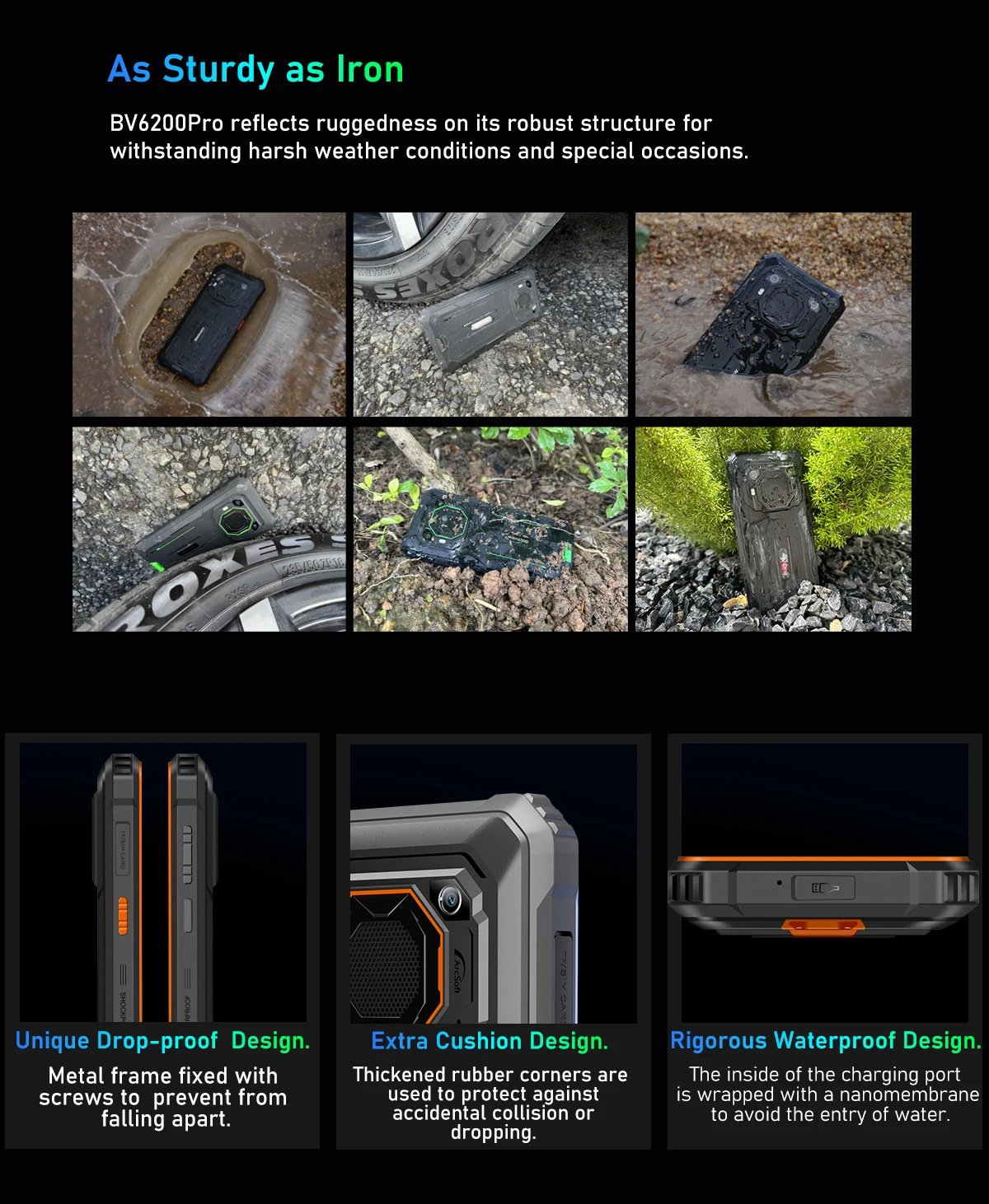 Blackview BV6200 Pro Rugged Phone Android 13 6.56'' Helio P35, 4GB+128GB Smartphone 13000mAh With 18W Fast Charge NFC Cell Phone