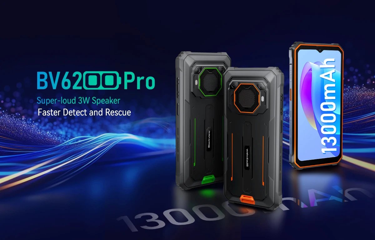 Blackview BV6200 Pro Rugged Phone Android 13 6.56'' Helio P35, 4GB+128GB Smartphone 13000mAh With 18W Fast Charge NFC Cell Phone