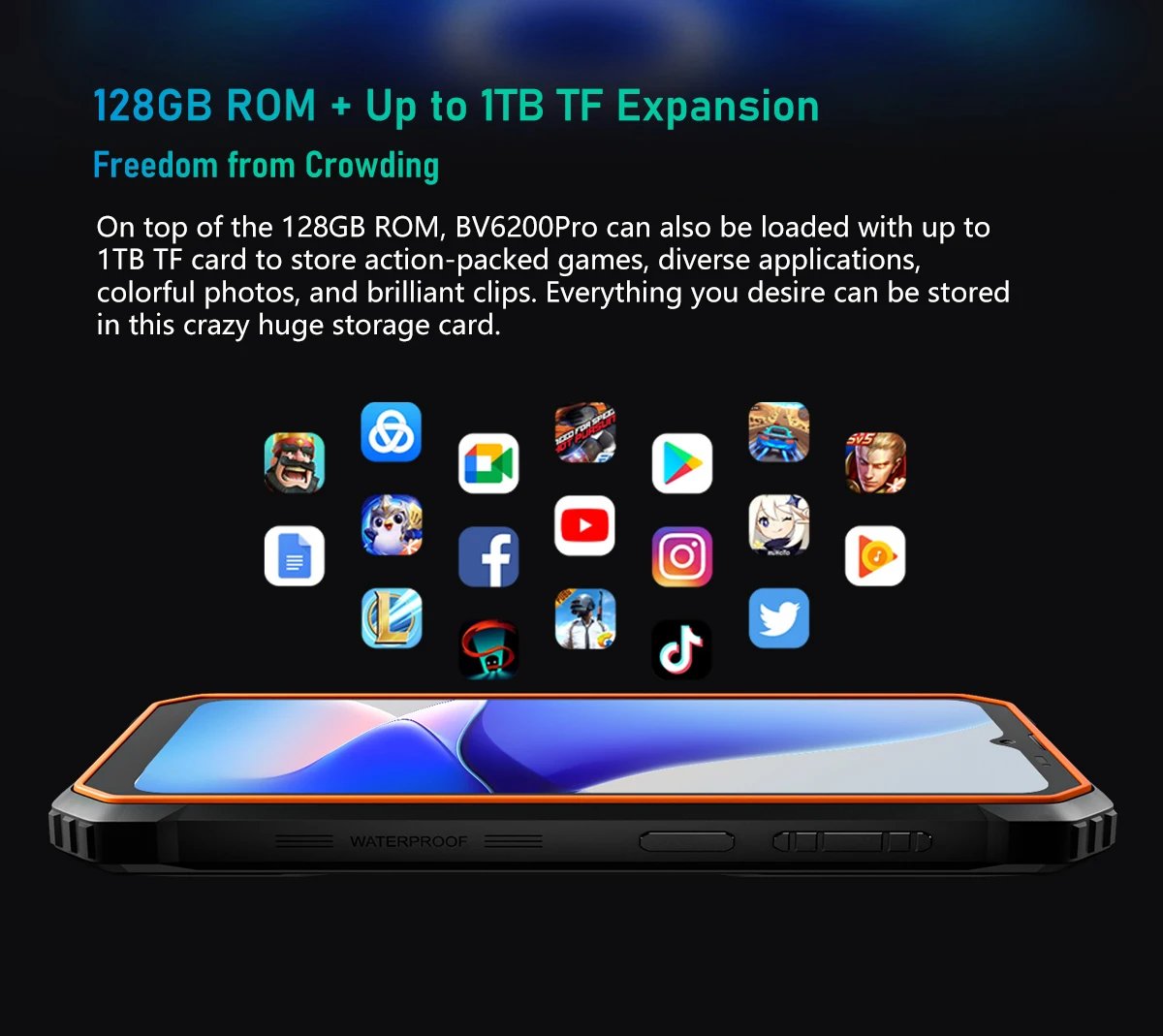 Blackview BV6200 Pro Rugged Phone Android 13 6.56'' Helio P35, 4GB+128GB Smartphone 13000mAh With 18W Fast Charge NFC Cell Phone