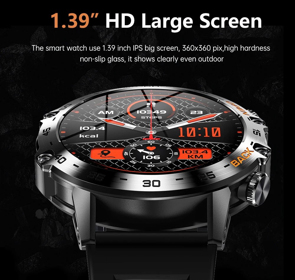 Steel 1.39 Bluetooth Call Smart Watch Men Sports Fitness Tracker Watches IP67 Waterproof Smartwatch for Android IOS MD52