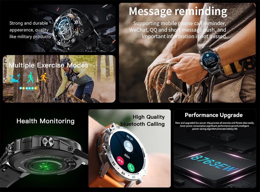 Steel 1.39 Bluetooth Call Smart Watch Men Sports Fitness Tracker Watches IP67 Waterproof Smartwatch for Android IOS MD52