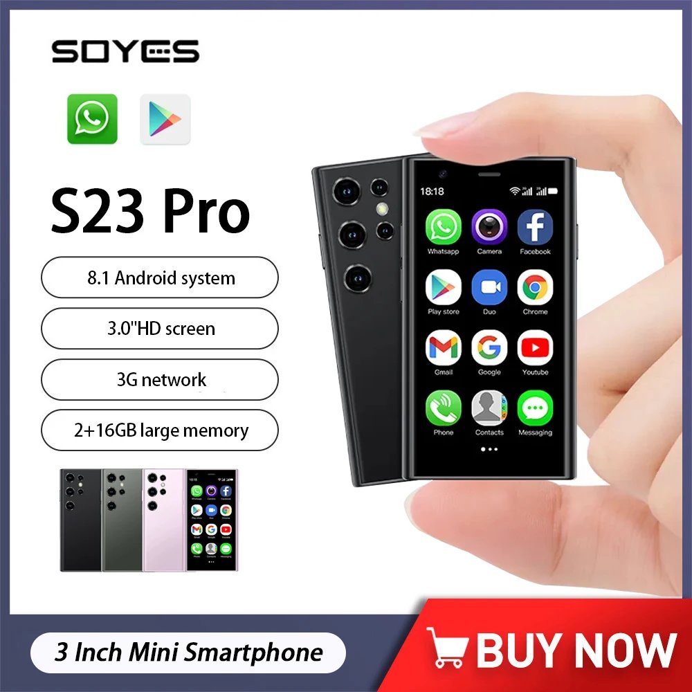 SOYES S23 Pro Mini Smartphone Android 8.1 Dual SIM Standby 3.0Inch HD 3G Mobile Phone 2GB+16GB 1000mAh Small Original Cell Phone SOYES S23 Pro Mini Smartphone Android 8.1 Dual SIM Standby 3.0Inch HD 3G Mobile Phone 2GB+16GB 1000mAh Small Original Cell Phone