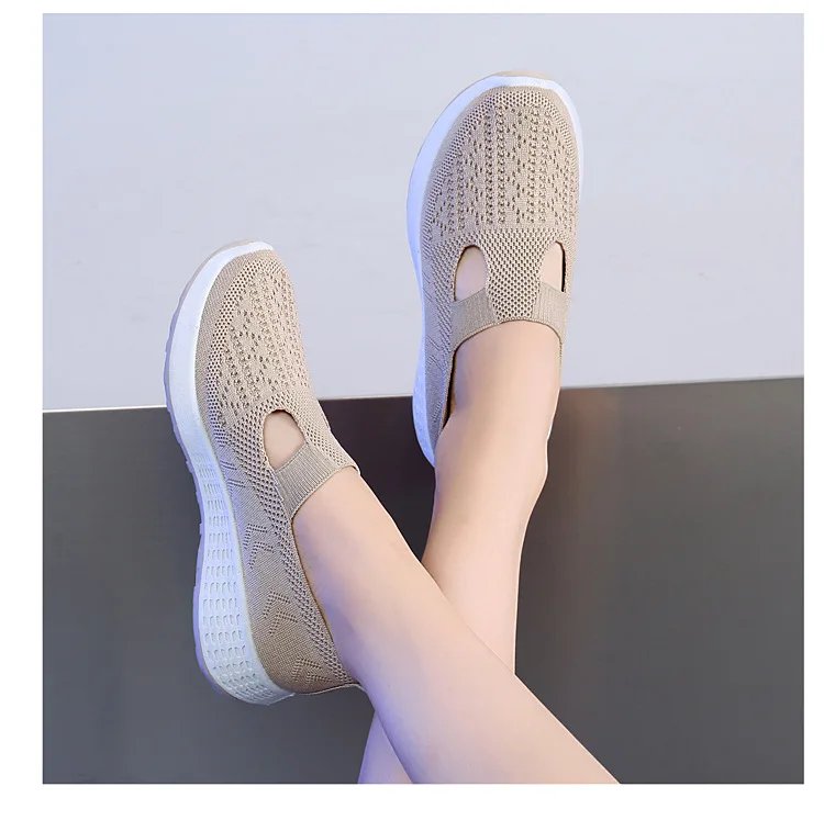 Summer Sneakers Women Casual Shoes Mesh Soft Loafers Bottom Walking Shoes Mom Light Comfortable Footwear Flat Women Shoes