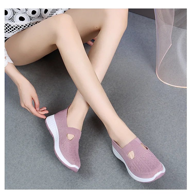 Summer Sneakers Women Casual Shoes Mesh Soft Loafers Bottom Walking Shoes Mom Light Comfortable Footwear Flat Women Shoes