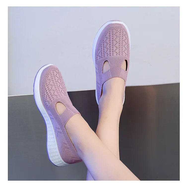 Summer Sneakers Women Casual Shoes Mesh Soft Loafers Bottom Walking Shoes Mom Light Comfortable Footwear Flat Women Shoes