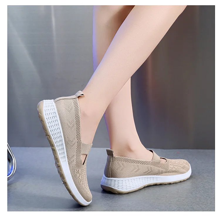 Summer Sneakers Women Casual Shoes Mesh Soft Loafers Bottom Walking Shoes Mom Light Comfortable Footwear Flat Women Shoes