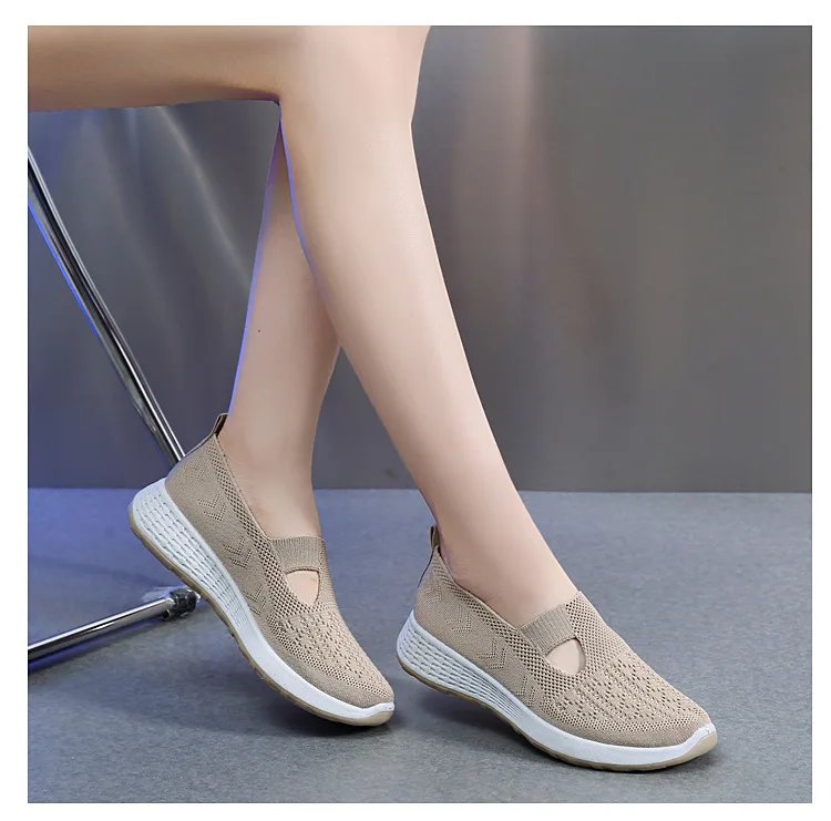 Summer Sneakers Women Casual Shoes Mesh Soft Loafers Bottom Walking Shoes Mom Light Comfortable Footwear Flat Women Shoes