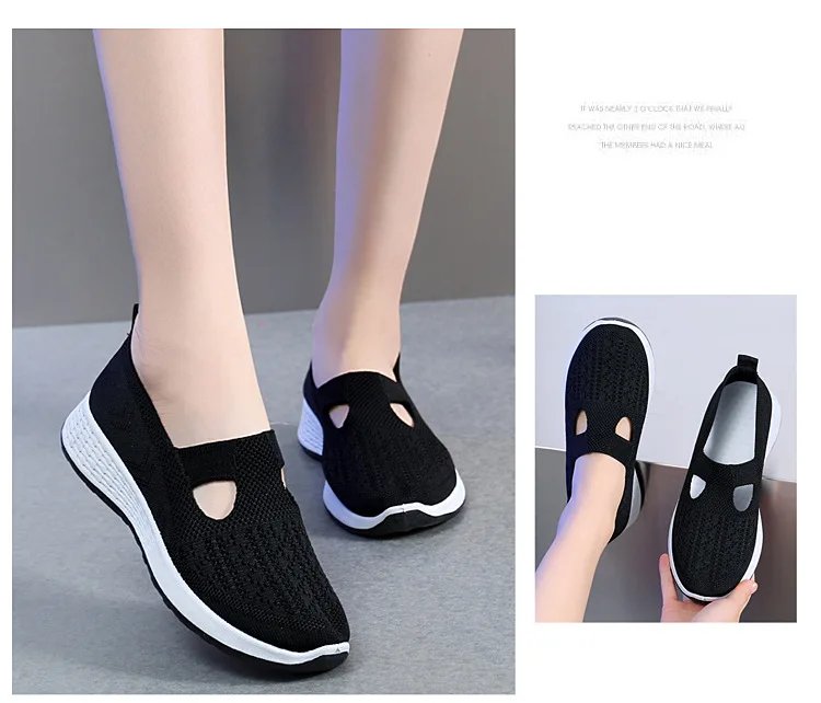 Summer Sneakers Women Casual Shoes Mesh Soft Loafers Bottom Walking Shoes Mom Light Comfortable Footwear Flat Women Shoes