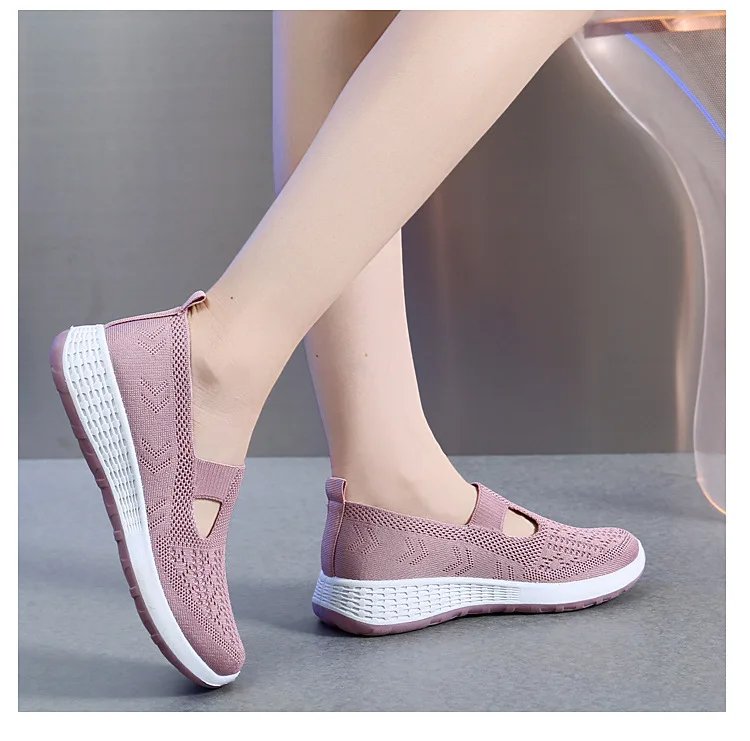 Summer Sneakers Women Casual Shoes Mesh Soft Loafers Bottom Walking Shoes Mom Light Comfortable Footwear Flat Women Shoes