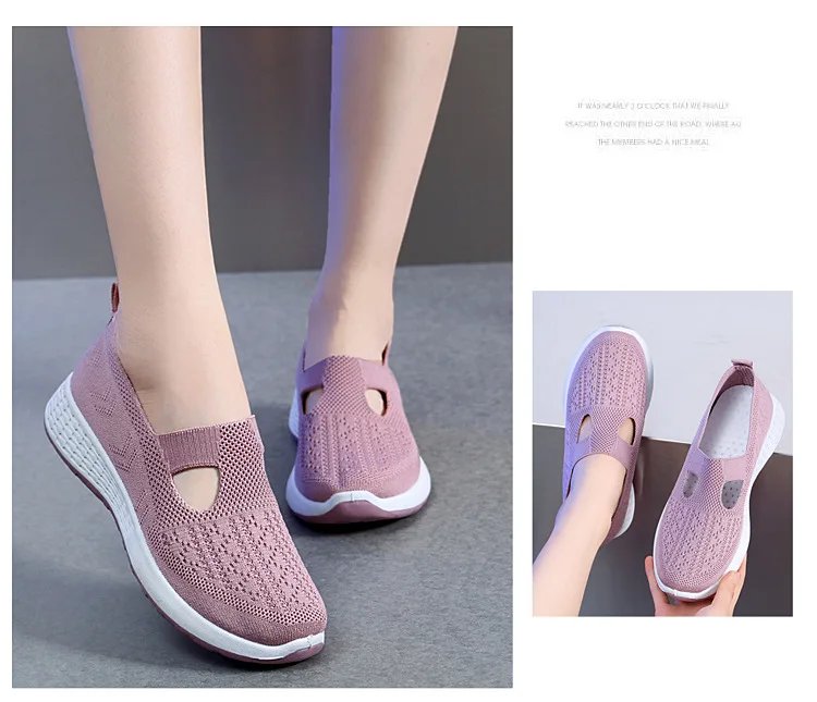 Summer Sneakers Women Casual Shoes Mesh Soft Loafers Bottom Walking Shoes Mom Light Comfortable Footwear Flat Women Shoes