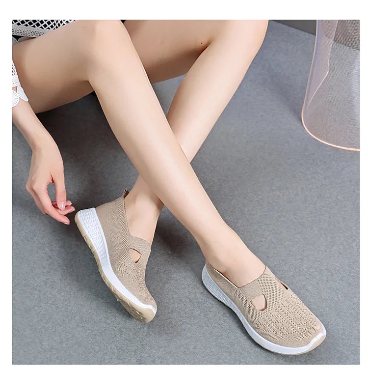 Summer Sneakers Women Casual Shoes Mesh Soft Loafers Bottom Walking Shoes Mom Light Comfortable Footwear Flat Women Shoes