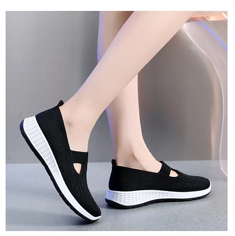 Summer Sneakers Women Casual Shoes Mesh Soft Loafers Bottom Walking Shoes Mom Light Comfortable Footwear Flat Women Shoes