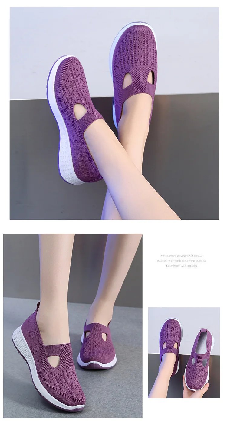 Summer Sneakers Women Casual Shoes Mesh Soft Loafers Bottom Walking Shoes Mom Light Comfortable Footwear Flat Women Shoes