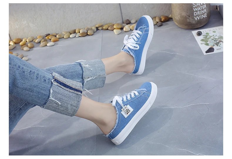 New 2023 Spring Summer Women Canvas Shoes flat sneakers women casual shoes low upper lace up white shoes