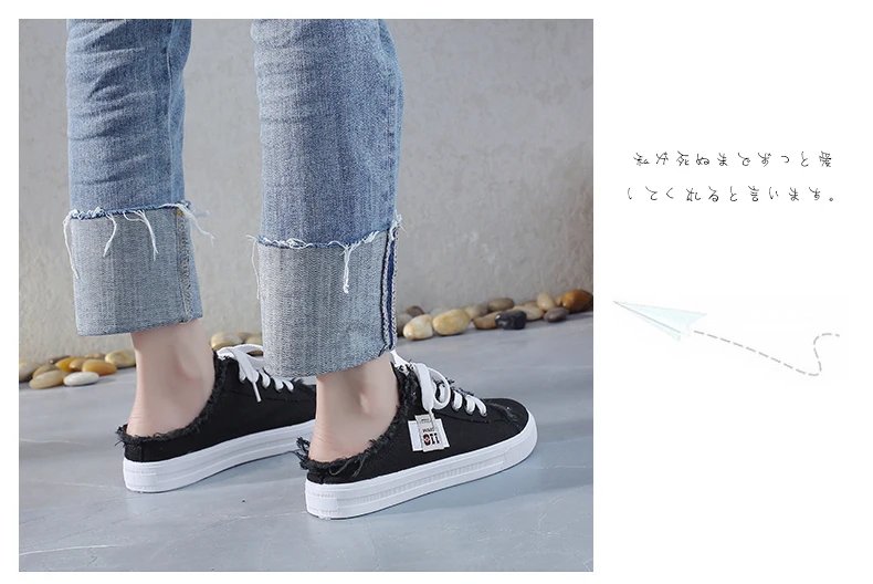 New 2023 Spring Summer Women Canvas Shoes flat sneakers women casual shoes low upper lace up white shoes