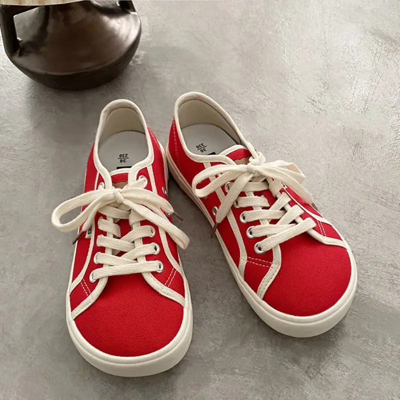 Designer Canvas Shoes Women Low Top Sneakers Wide Toe Lace Up Trainers Shoes Brand Girls Red Blue Sneakers Girls Tenis Plimsolls Designer Canvas Shoes Women Low Top Sneakers Wide Toe Lace Up Trainers Shoes Brand Girls Red Blue Sneakers Girls Tenis Plimsolls