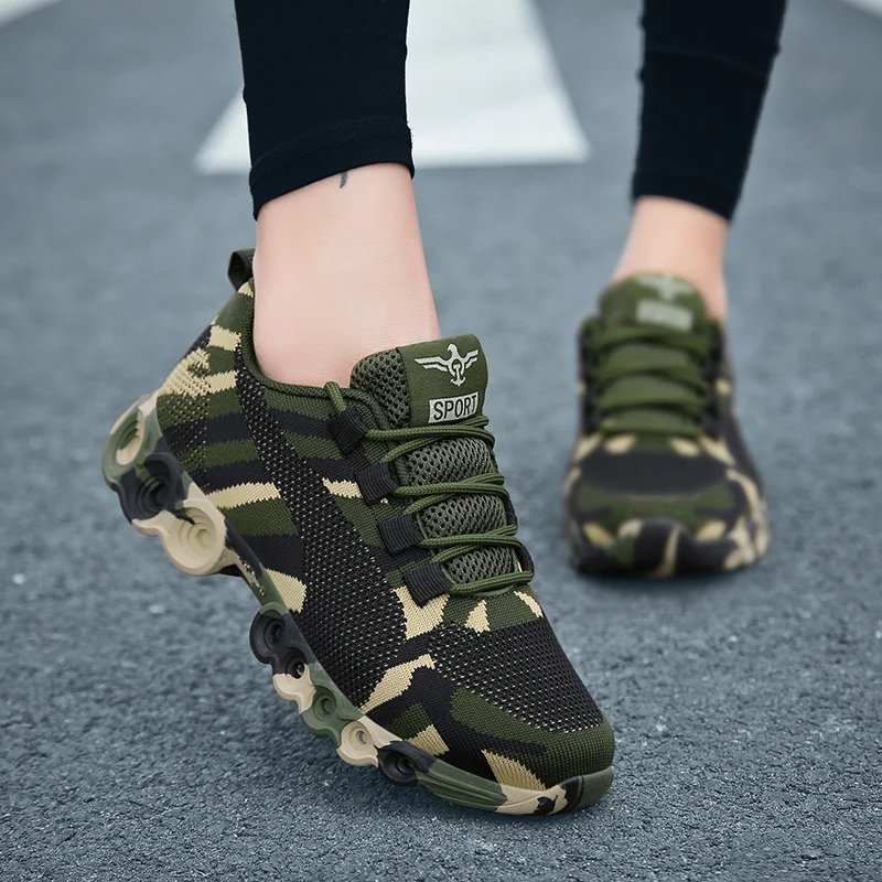 Couples Camouflage Sneakers Women Sports Breathable Vulcanize Shoes Non-slip Rubber Sole Outdoor Sports Shoes for Men Training