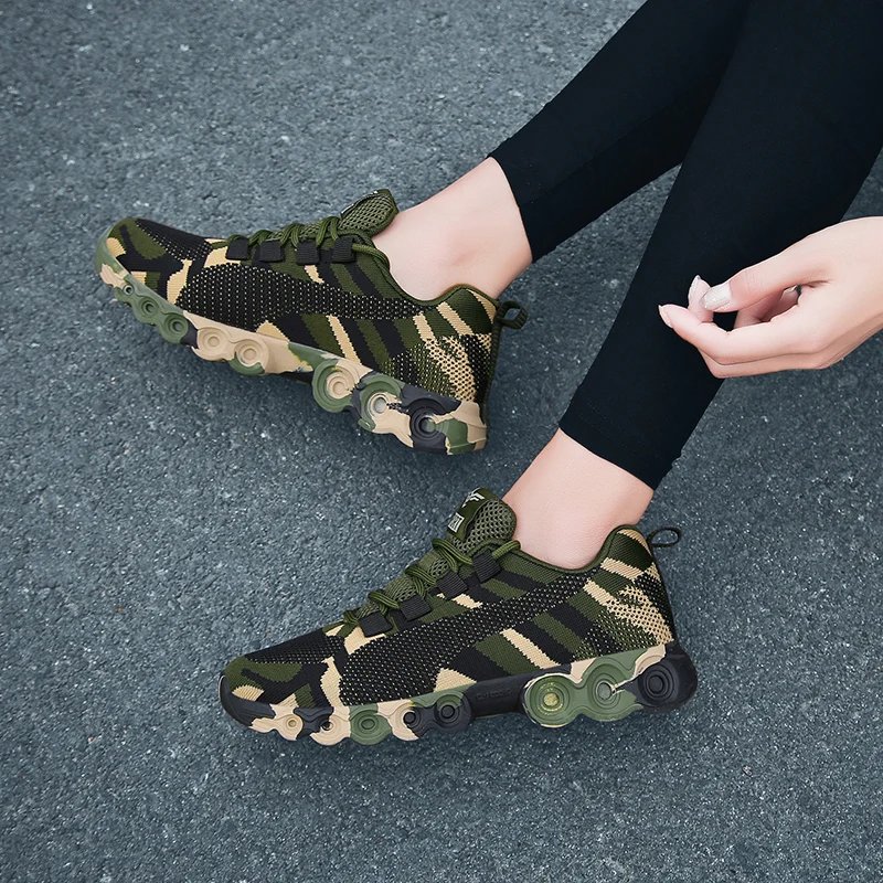 Couples Camouflage Sneakers Women Sports Breathable Vulcanize Shoes Non-slip Rubber Sole Outdoor Sports Shoes for Men Training