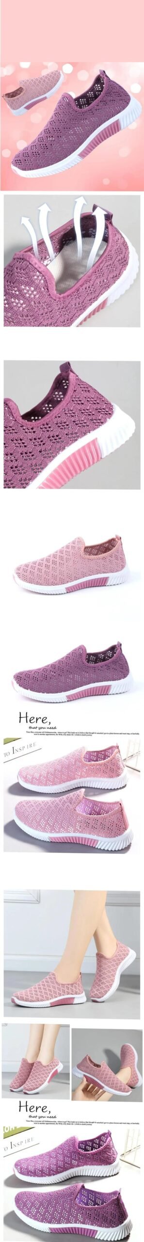 New Fashion Mesh Shoes Women Shoes Mesh Sports Shoes Breathable Flats Soft Sole Casual Sneakers
