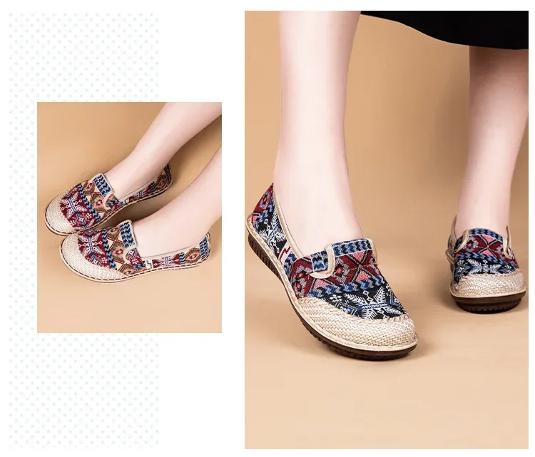 High Quality Women Shoes Ethnic Style Woven Embroidery Shoes Female Fashion Breathable Flat Sole Casual Shoes for Women 2024 High Quality Women Shoes Ethnic Style Woven Embroidery Shoes Female Fashion Breathable Flat Sole Casual Shoes for Women 2024