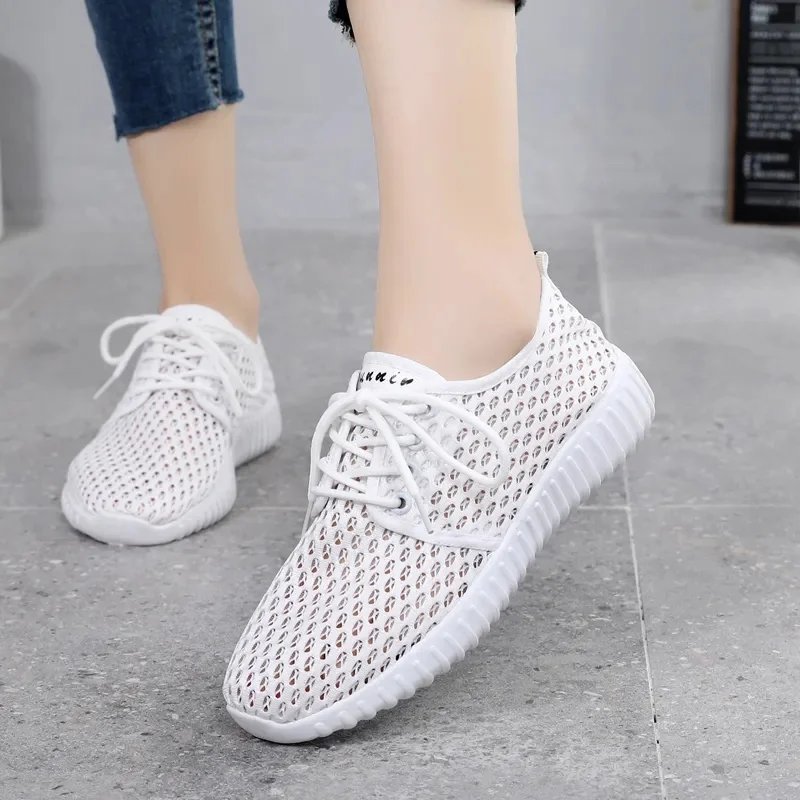 Zapatos De Mujer Women Casual Black Mesh Breathable Lace Shoes Lady Spring & Summer Comfort Anti Skid Student Chool Shoes E577