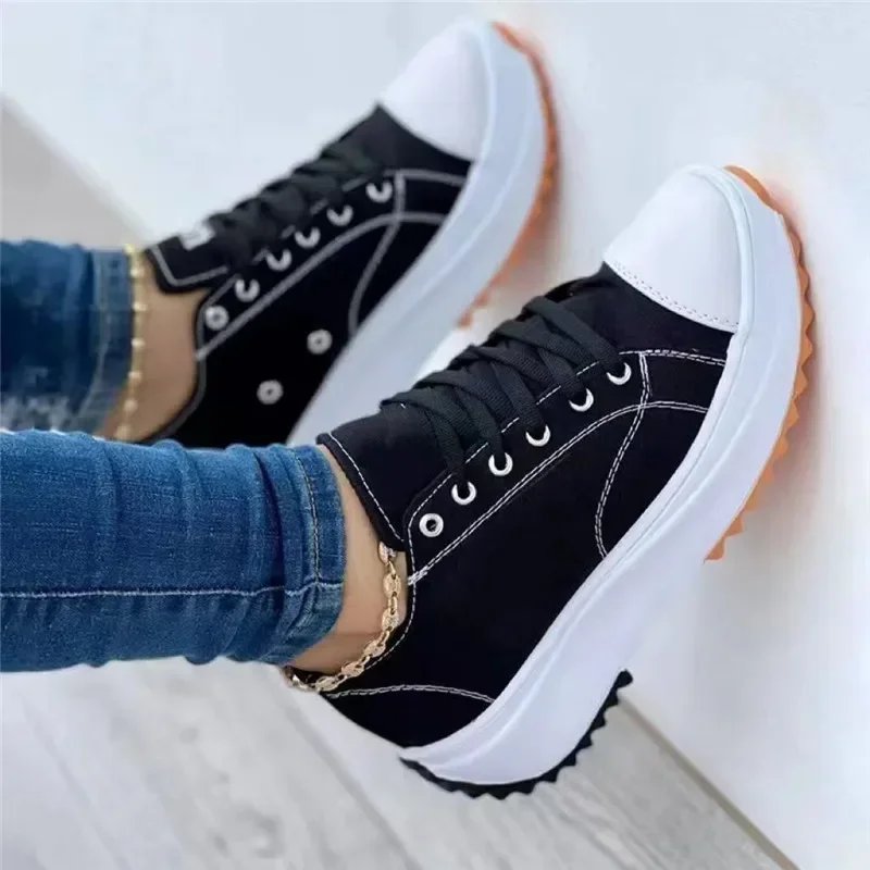 Women Pattern Canvas Sneakers Women Casual Shoes 2023 Women Sneakers Shoes Flat Lace-Up Zapatillas Mujer Chaussure Femme