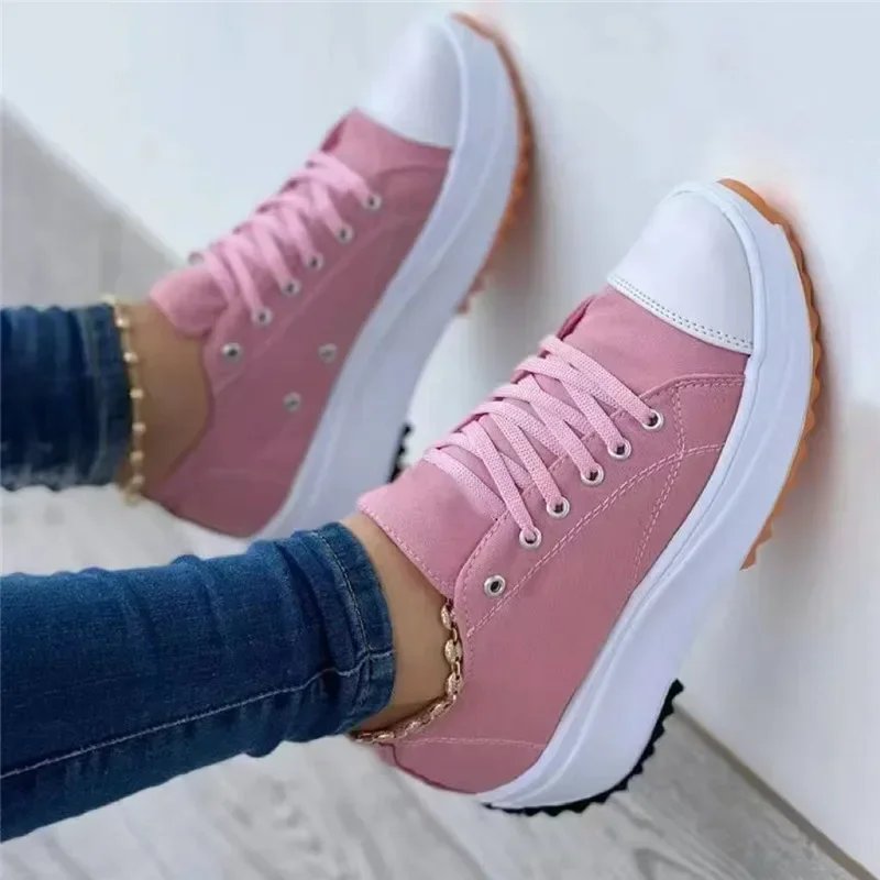 Women Pattern Canvas Sneakers Women Casual Shoes 2023 Women Sneakers Shoes Flat Lace-Up Zapatillas Mujer Chaussure Femme