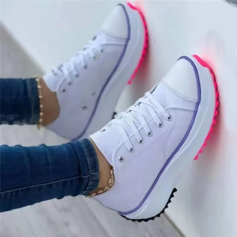 Women Pattern Canvas Sneakers Women Casual Shoes 2023 Women Sneakers Shoes Flat Lace-Up Zapatillas Mujer Chaussure Femme