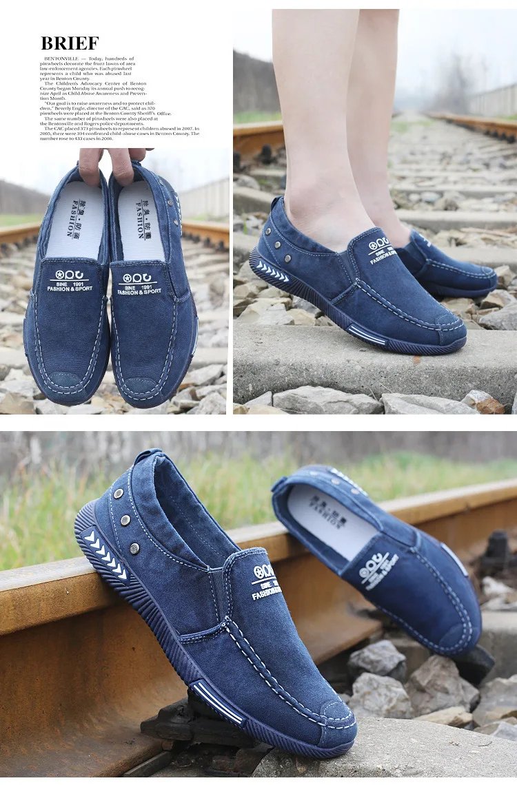 Denim Men's Canvas Shoes Slip on Sneakers Male for Summer New Outdoor Driving Moccasin Trendy Vintage Loafers Shoes for Men