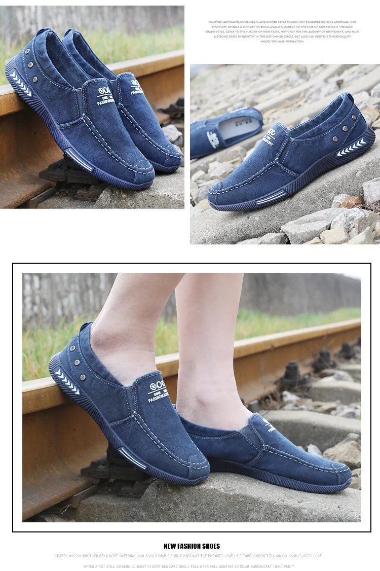 Denim Men's Canvas Shoes Slip on Sneakers Male for Summer New Outdoor Driving Moccasin Trendy Vintage Loafers Shoes for Men