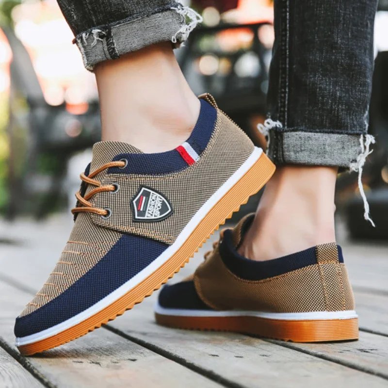 Men's Canvas Shoe Summer Breathable Casual Shoes for Men Fashion Casual Sports Shoes Tendon Sole Wear-resistant Running Shoes