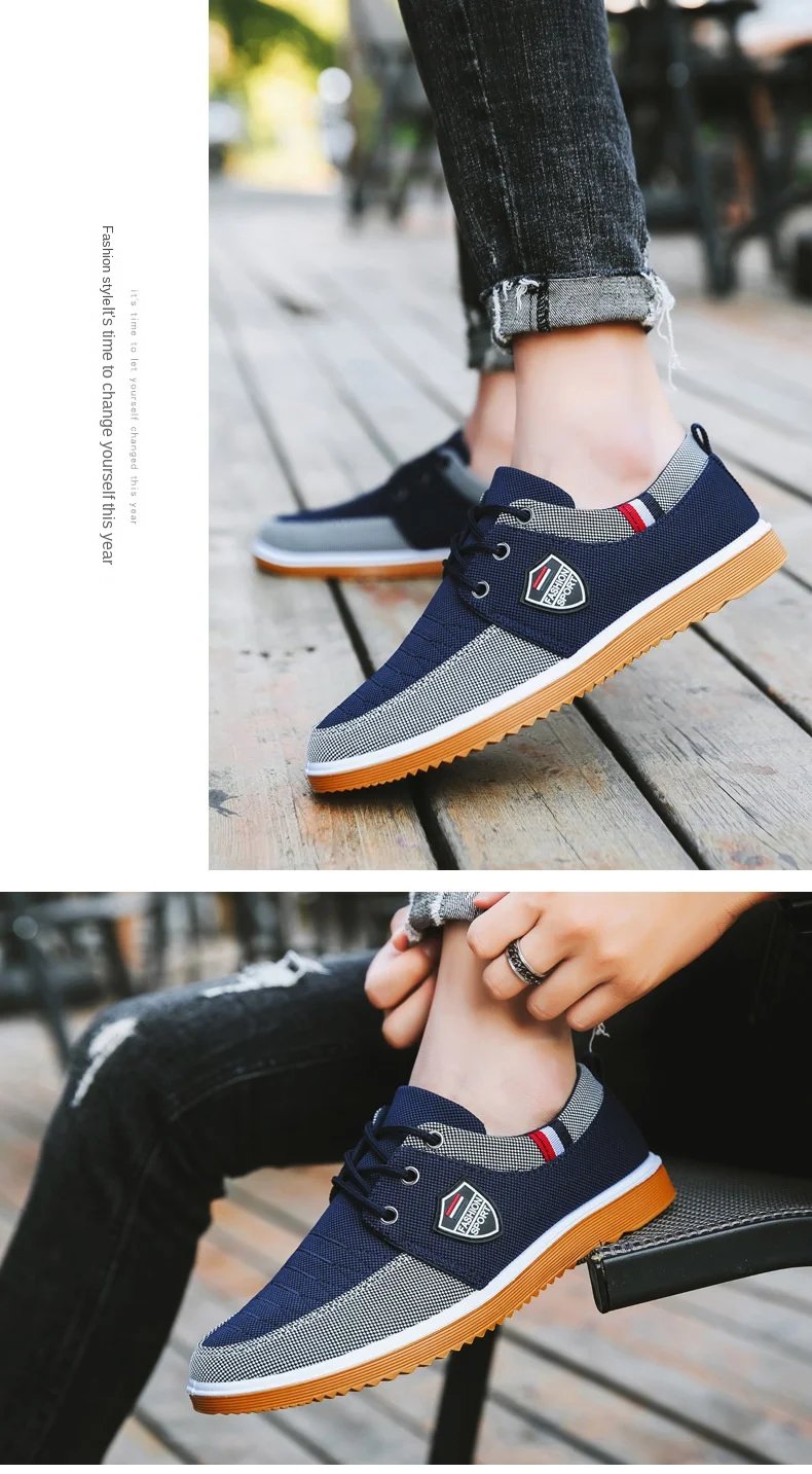 Men's Canvas Shoe Summer Breathable Casual Shoes for Men Fashion Casual Sports Shoes Tendon Sole Wear-resistant Running Shoes