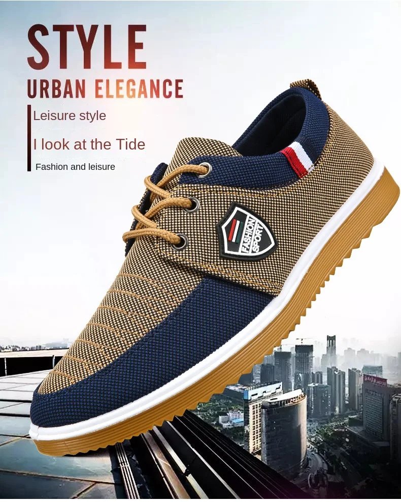 Men's Canvas Shoe Summer Breathable Casual Shoes for Men Fashion Casual Sports Shoes Tendon Sole Wear-resistant Running Shoes